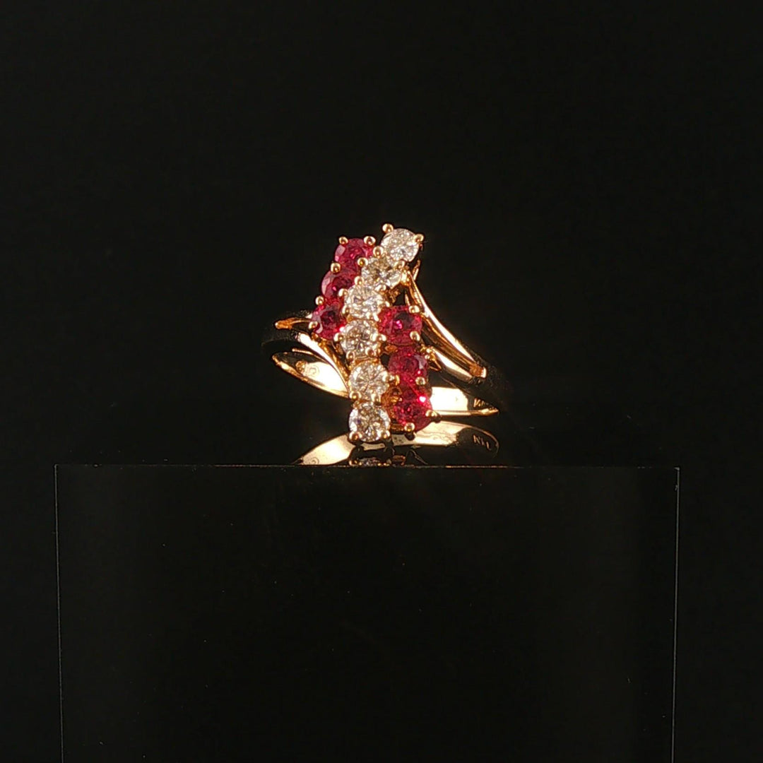 14k Yellow Gold Ruby and 0.42cttw Diamond Ladies Ring Size 6