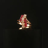 14k Yellow Gold Ruby and 0.42cttw Diamond Ladies Ring Size 6