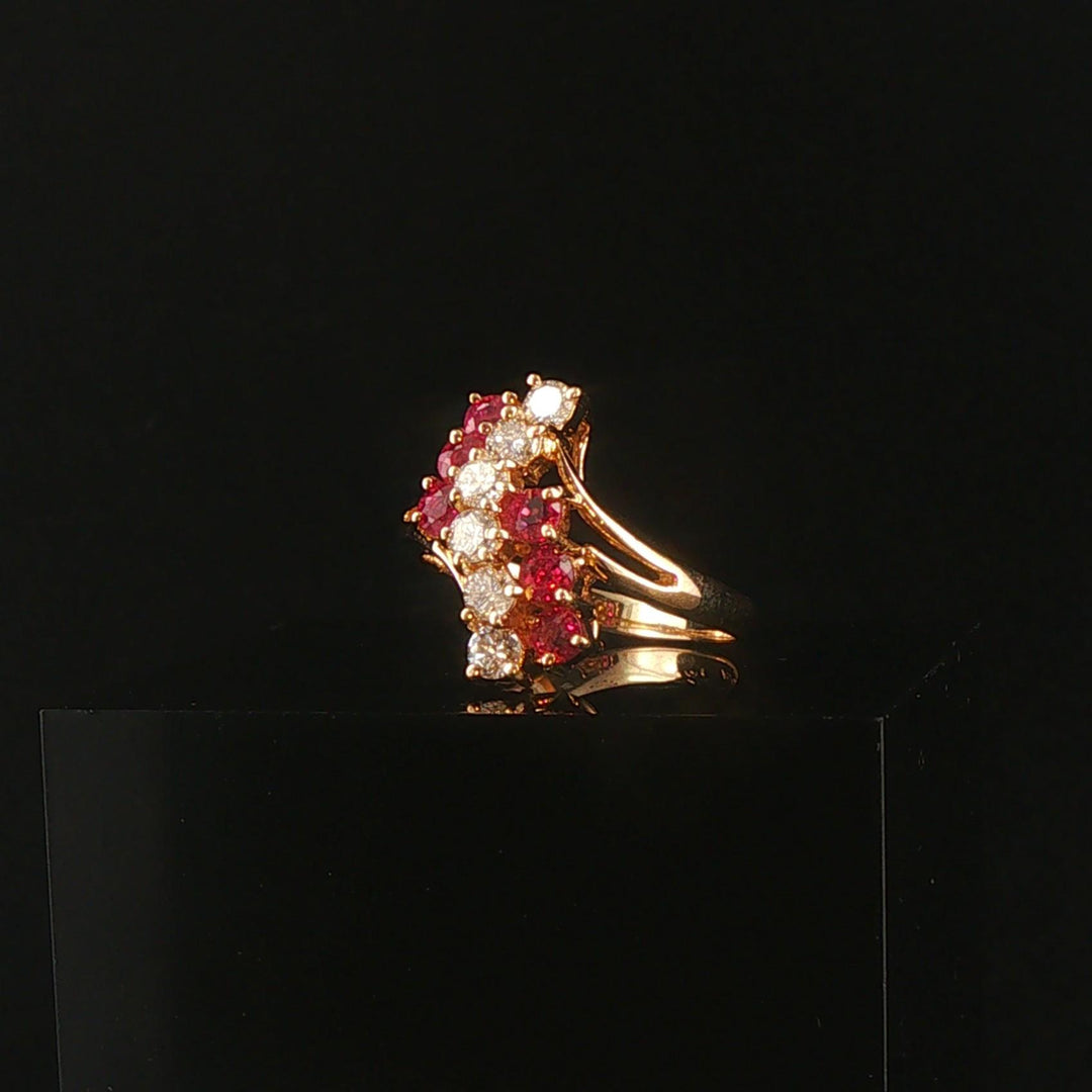 14k Yellow Gold Ruby and 0.42cttw Diamond Ladies Ring Size 6