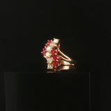 14k Yellow Gold Ruby and 0.42cttw Diamond Ladies Ring Size 6
