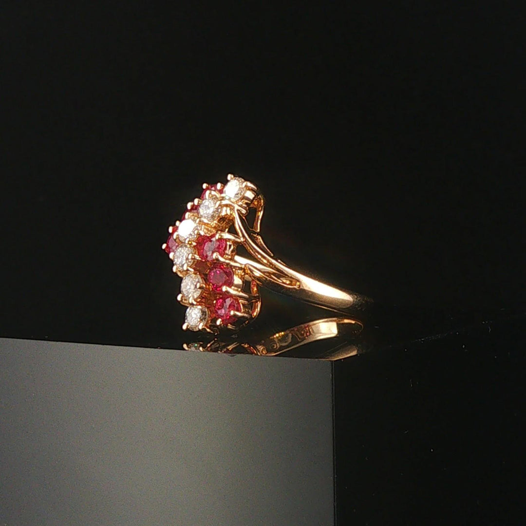 14k Yellow Gold Ruby and 0.42cttw Diamond Ladies Ring Size 6