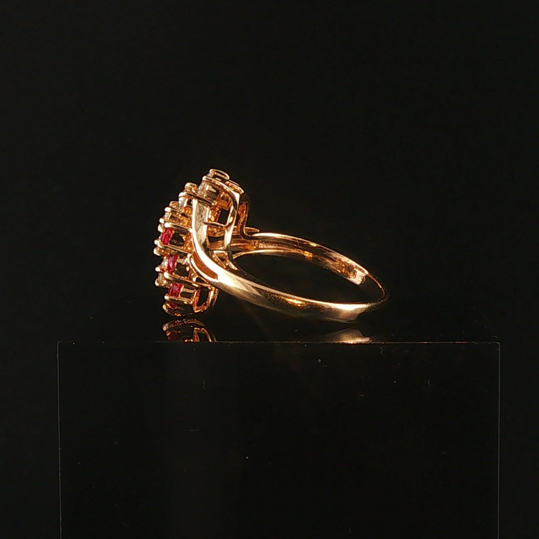 14k Yellow Gold Ruby and 0.42cttw Diamond Ladies Ring Size 6