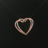 14k Rose and White Gold and 0.40cttw Diamond Two Heart Pendant