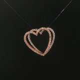 14k Rose and White Gold and 0.40cttw Diamond Two Heart Pendant