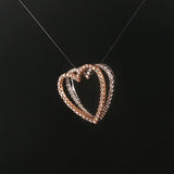 14k Rose and White Gold and 0.40cttw Diamond Two Heart Pendant