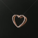 14k Rose and White Gold and 0.40cttw Diamond Two Heart Pendant
