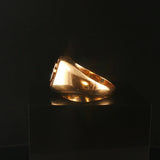 14k Yellow Gold Blue Sapphire and Diamond Signet Halo Ring Size 8.25