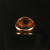 14k Yellow Gold Blue Sapphire and Diamond Signet Halo Ring Size 8.25