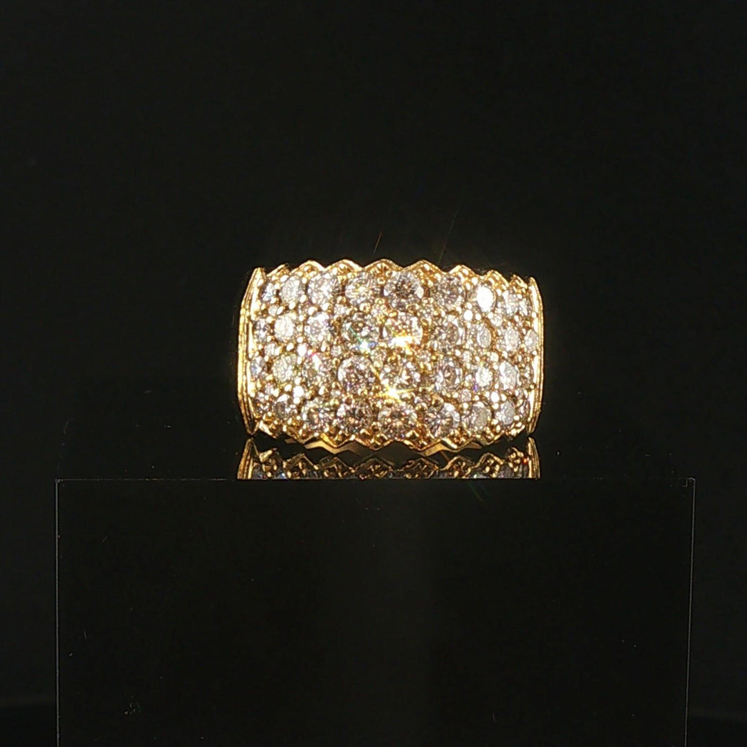 18k Yellow Gold and 2cttw Diamond Heavy Cluster Ring Size 7