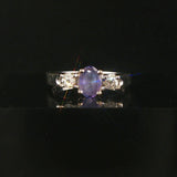18k White Gold Oval Cut Tanzanite and Diamond Ring Size 6.75