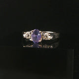 18k White Gold Oval Cut Tanzanite and Diamond Ring Size 6.75