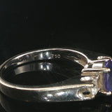 18k White Gold Oval Cut Tanzanite and Diamond Ring Size 6.75