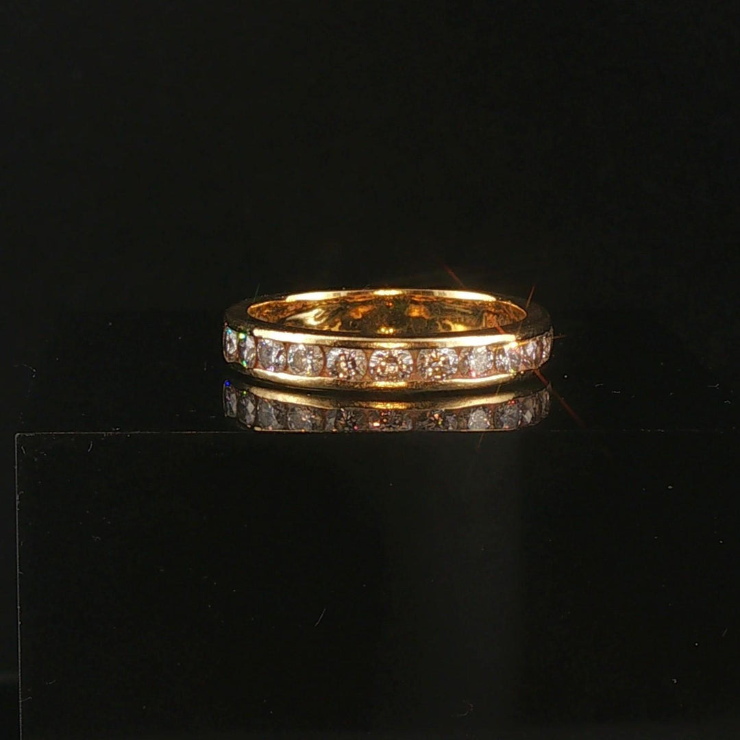 18k Yellow Gold and 0.60cttw Diamond Half Eternity Band Ring Size 6