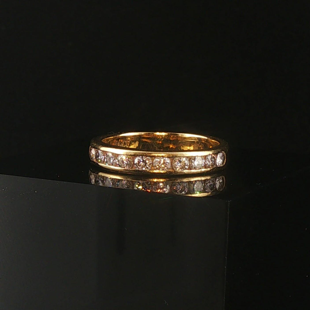 18k Yellow Gold and 0.60cttw Diamond Half Eternity Band Ring Size 6