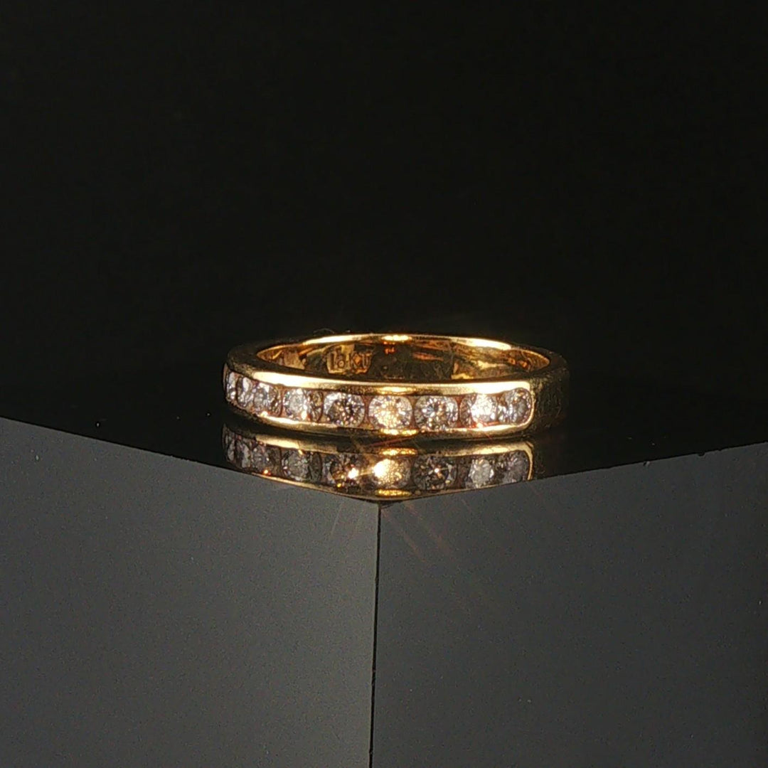18k Yellow Gold and 0.60cttw Diamond Half Eternity Band Ring Size 6