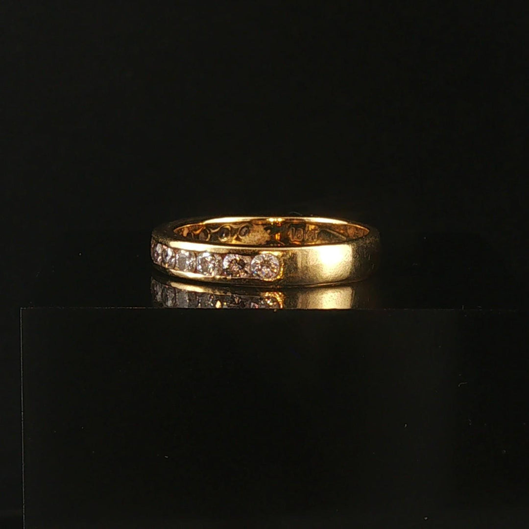 18k Yellow Gold and 0.60cttw Diamond Half Eternity Band Ring Size 6