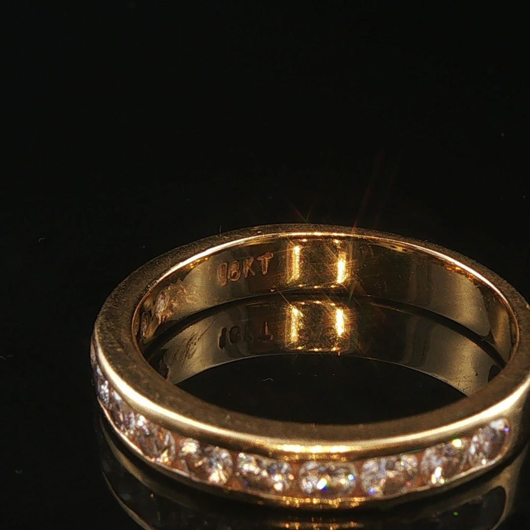 18k Yellow Gold and 0.60cttw Diamond Half Eternity Band Ring Size 6