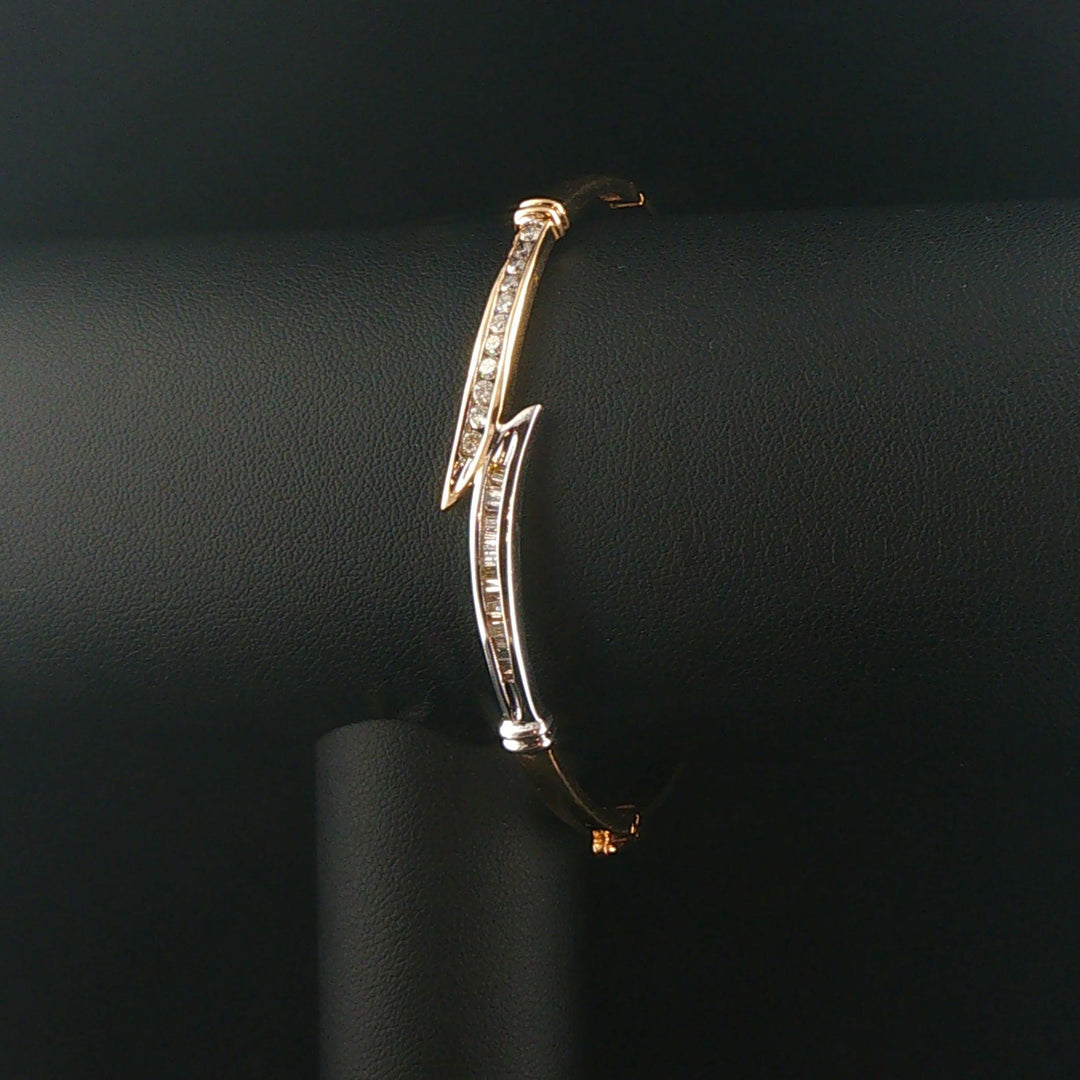 14k Yellow and White Gold 0.50cttw Diamond Bypass Bangle Bracelet 6.75"