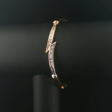 14k Yellow and White Gold 0.50cttw Diamond Bypass Bangle Bracelet 6.75"