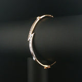14k Yellow and White Gold 0.50cttw Diamond Bypass Bangle Bracelet 6.75"