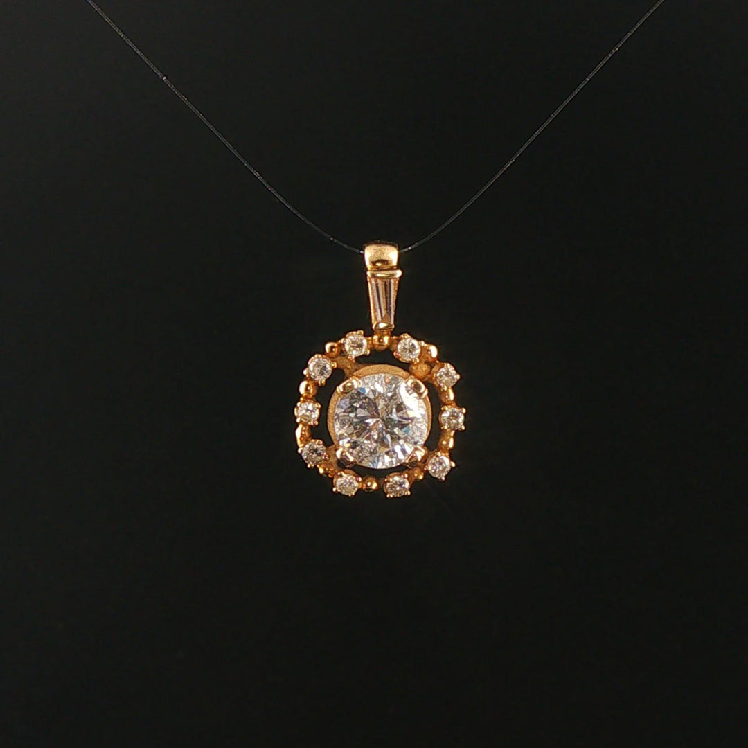 14k Yellow Gold and 1.35ct Center Diamond Vintage Halo Pendant