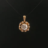 14k Yellow Gold and 1.35ct Center Diamond Vintage Halo Pendant