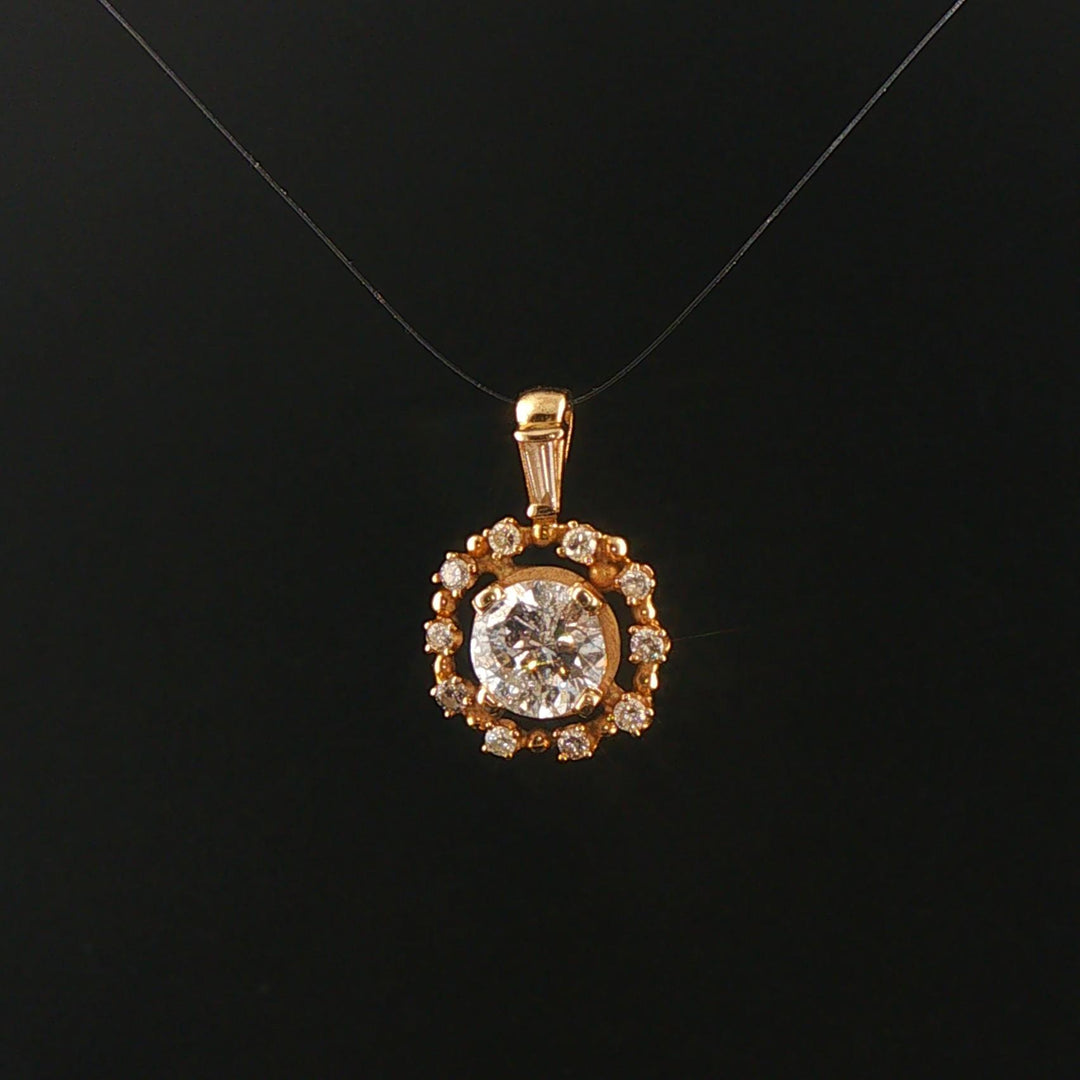 14k Yellow Gold and 1.35ct Center Diamond Vintage Halo Pendant