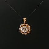 14k Yellow Gold and 1.35ct Center Diamond Vintage Halo Pendant