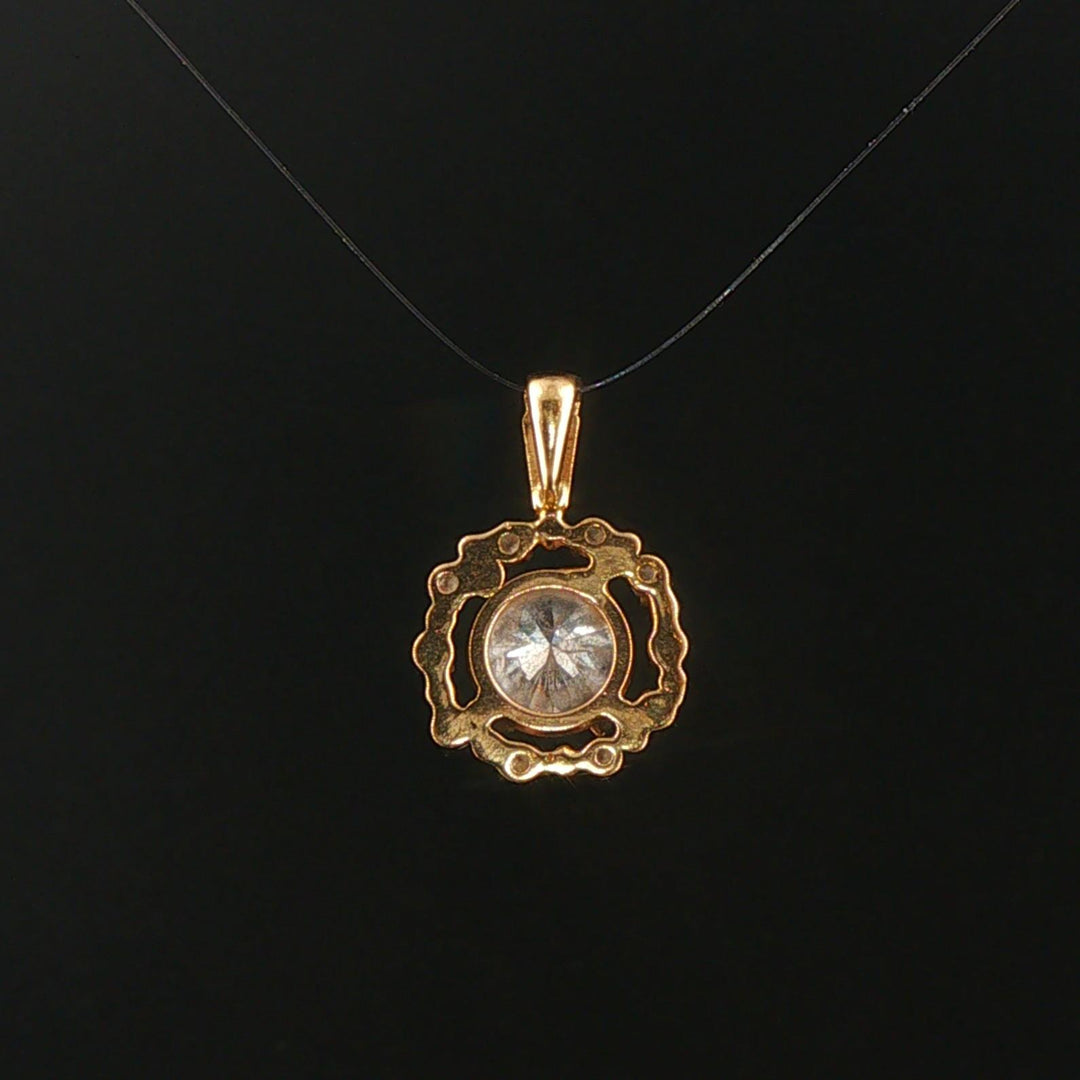 14k Yellow Gold and 1.35ct Center Diamond Vintage Halo Pendant