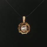 14k Yellow Gold and 1.35ct Center Diamond Vintage Halo Pendant