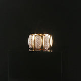 14k Yellow Gold and 0.25cttw Diamond Ladies Solid Heavy Band Ring Size 5.75