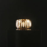 14k Yellow Gold and 0.25cttw Diamond Ladies Solid Heavy Band Ring Size 5.75
