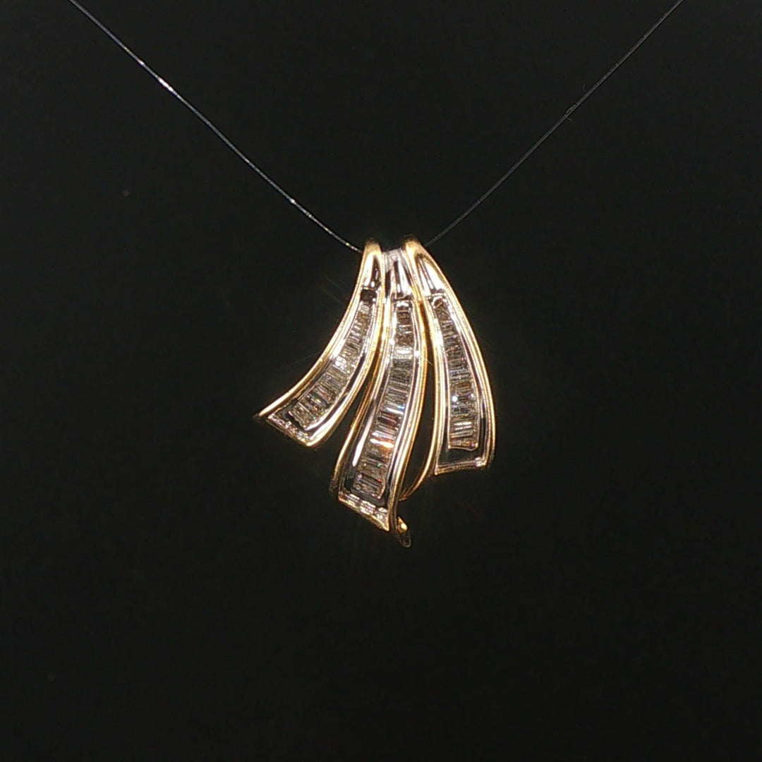 14k Yellow Gold and 0.35cttw Baguette Diamond Slide Pendant