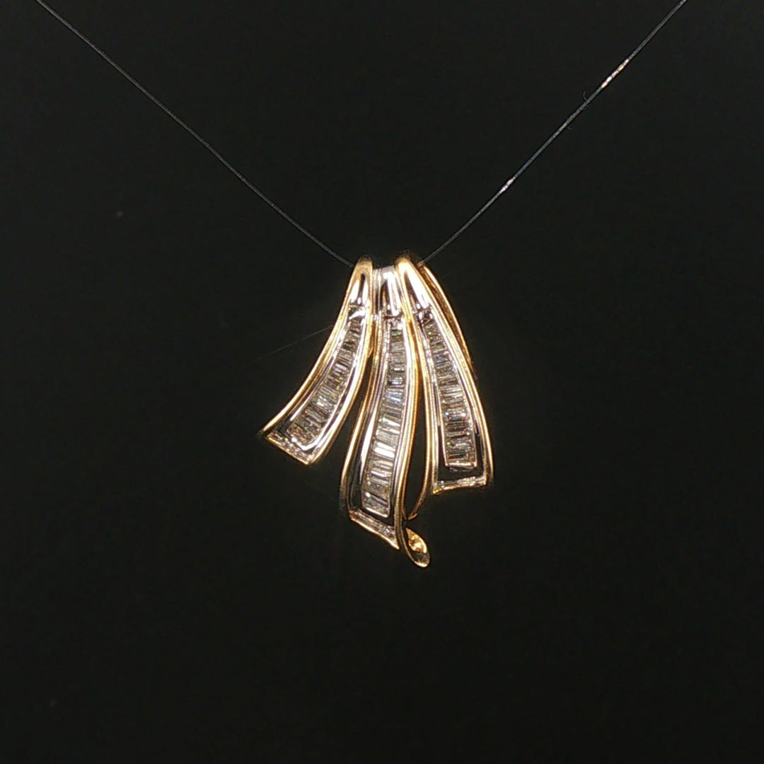14k Yellow Gold and 0.35cttw Baguette Diamond Slide Pendant