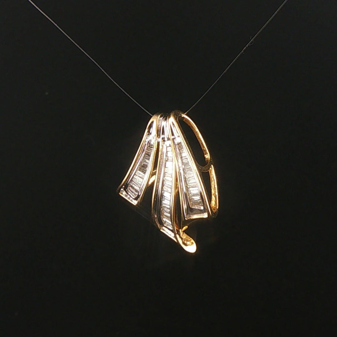 14k Yellow Gold and 0.35cttw Baguette Diamond Slide Pendant