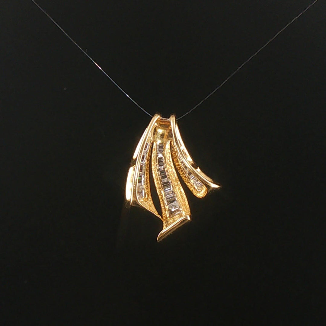 14k Yellow Gold and 0.35cttw Baguette Diamond Slide Pendant
