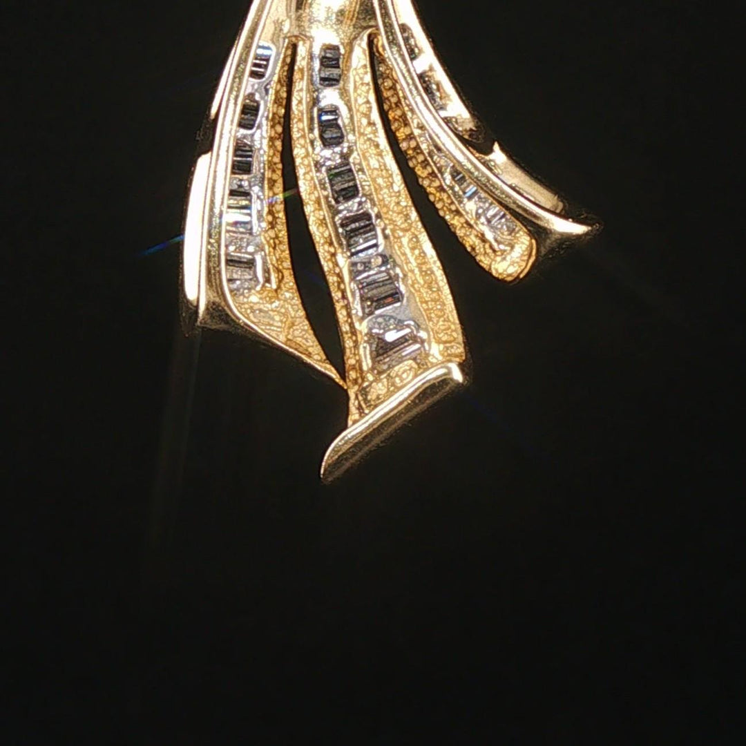 14k Yellow Gold and 0.35cttw Baguette Diamond Slide Pendant