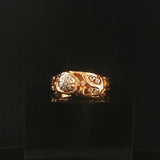 14k Yellow Gold and Diamond Solid Vintage Men's Abstract Ring Size 11.25