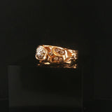14k Yellow Gold and Diamond Solid Vintage Men's Abstract Ring Size 11.25