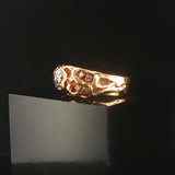 14k Yellow Gold and Diamond Solid Vintage Men's Abstract Ring Size 11.25