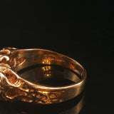 14k Yellow Gold and Diamond Solid Vintage Men's Abstract Ring Size 11.25