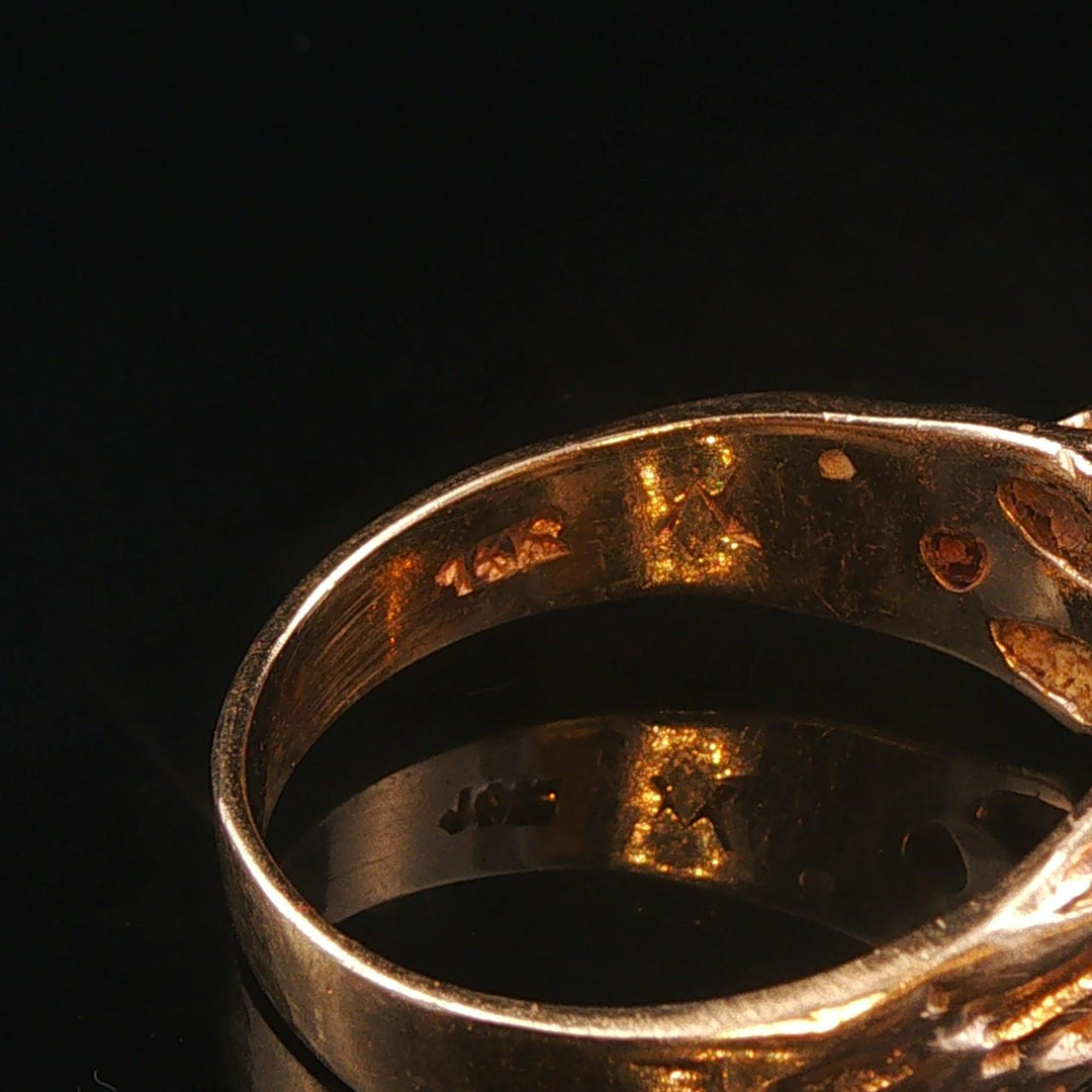 14k Yellow Gold and Diamond Solid Vintage Men's Abstract Ring Size 11.25