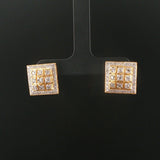 14k Yellow Gold and 0.40cttw Diamond Vintage Square Stud Earrings