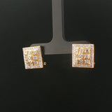 14k Yellow Gold and 0.40cttw Diamond Vintage Square Stud Earrings