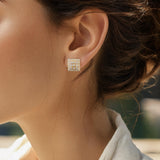 14k Yellow Gold and 0.40cttw Diamond Vintage Square Stud Earrings