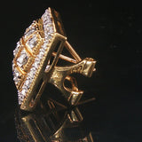 14k Yellow Gold and 0.40cttw Diamond Vintage Square Stud Earrings