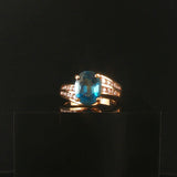 14k Yellow Gold London Blue Topaz and Diamond Ring Size 6.25