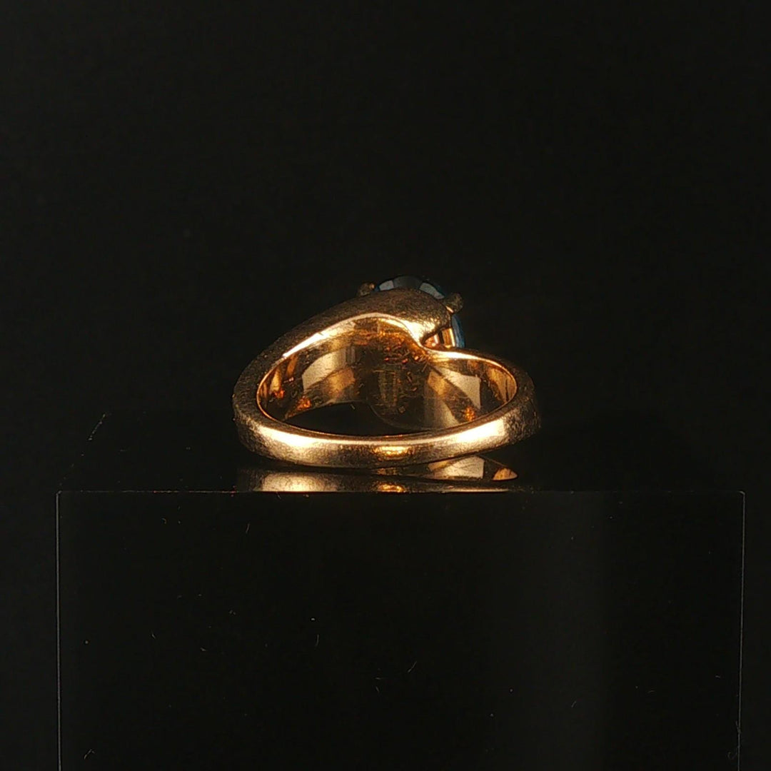 14k Yellow Gold London Blue Topaz and Diamond Ring Size 6.25
