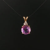 14k Yellow Gold 3.55ct Amethyst and Diamond Pendant 0.75"