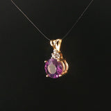 14k Yellow Gold 3.55ct Amethyst and Diamond Pendant 0.75"